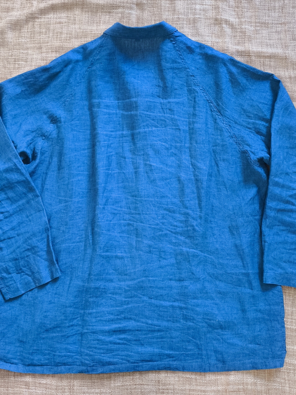 Muji 100 % Linen Chore Jacket Unstructed Men's Blue Linen Boxy Oversized Size XL - Picture 7 of 15